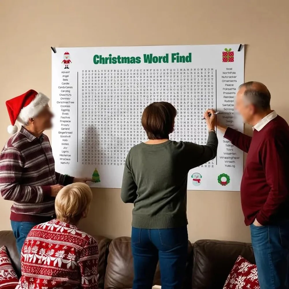 Party Games Large Groups - Large Christmas Word Search Poster For