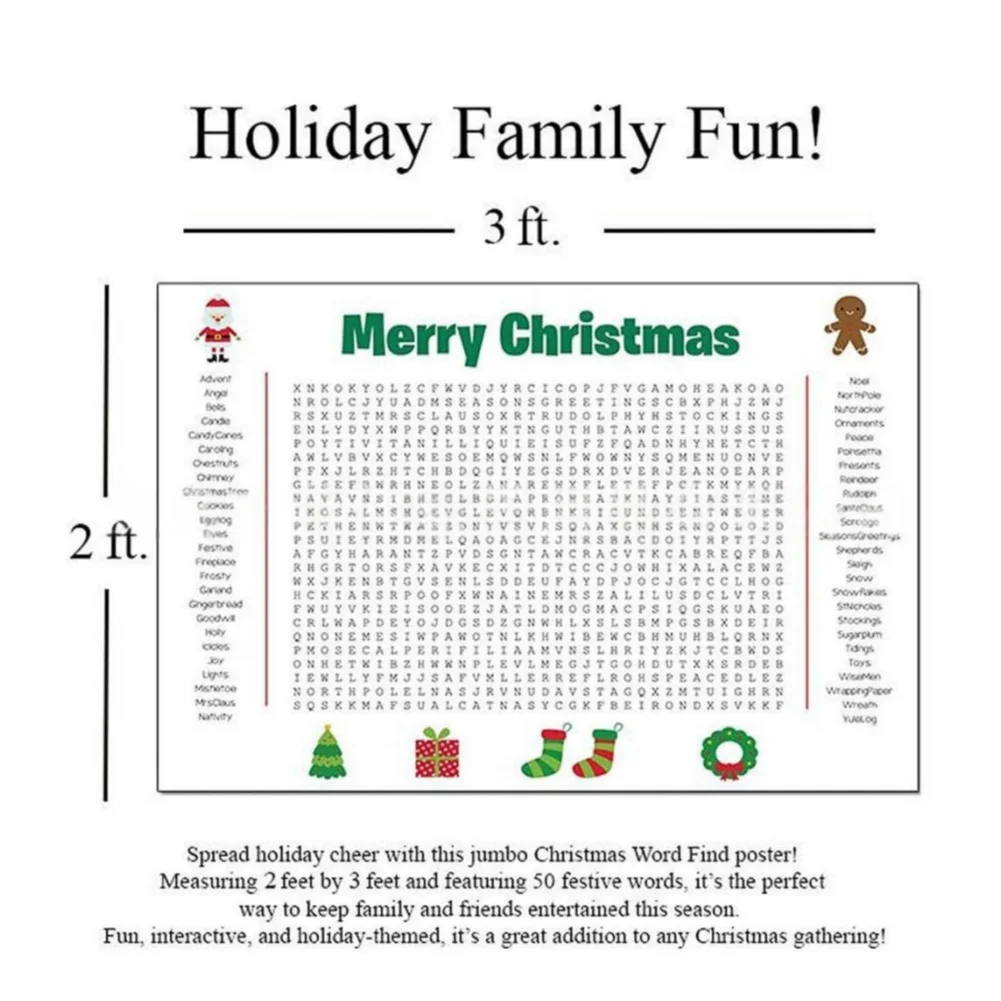 Large Christmas Word Search Po - đánh giá và giá Party Games Large Groups